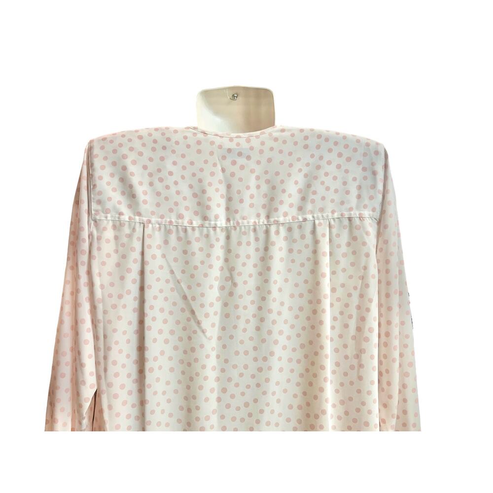 Liz Claiborne Women's Cream/Pink Polka Dots Front Pocket Long Sleeve Blouse SZ 4 - Picture 6 of 13
